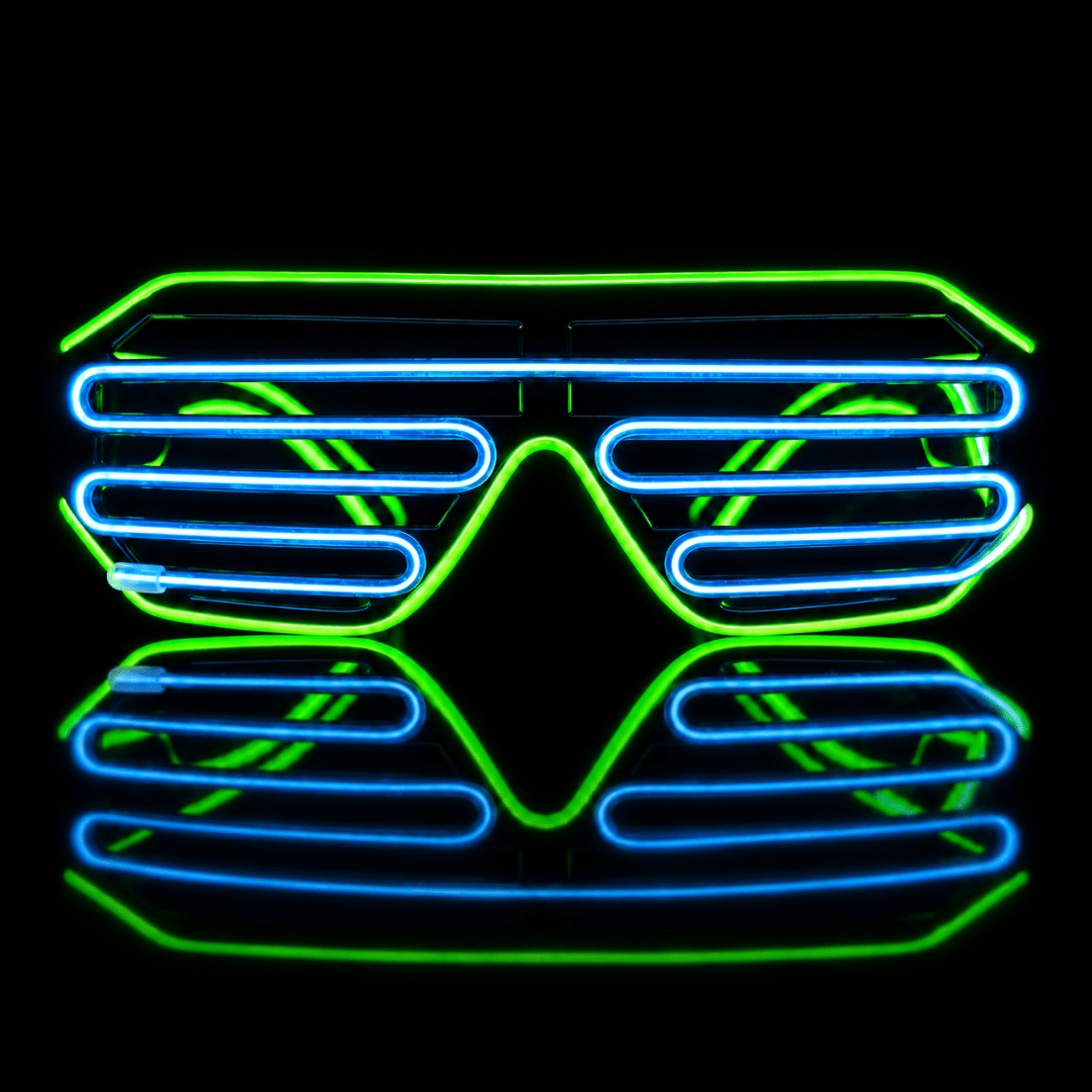BLINXS EL Neon-Brille Shutter Grün-Blau - TwentyFourParty