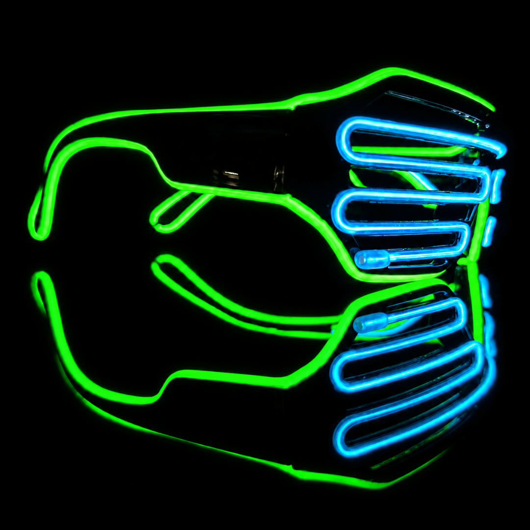 BLINXS EL Neon-Brille Shutter Grün-Blau - TwentyFourParty