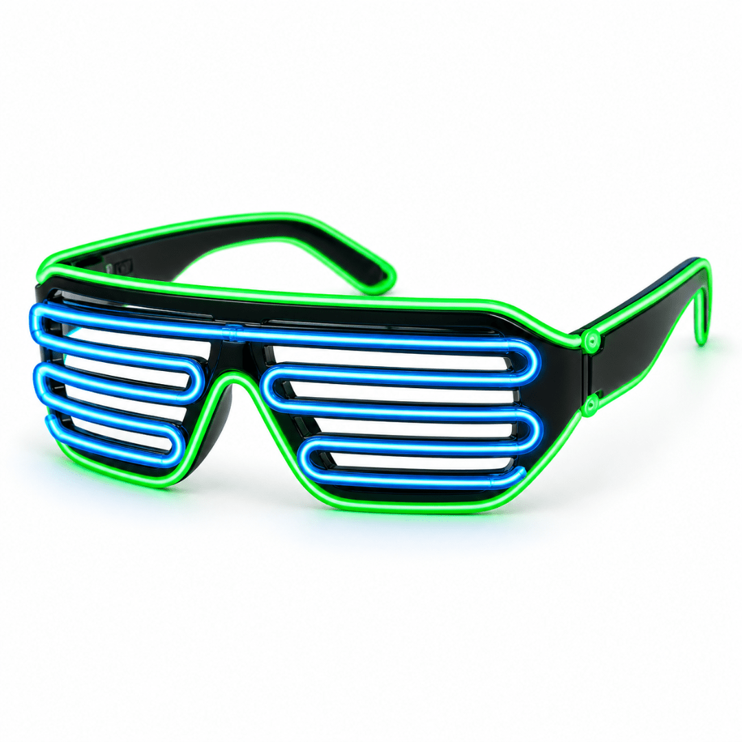 BLINXS EL Neon-Brille Shutter Grün-Blau - TwentyFourParty