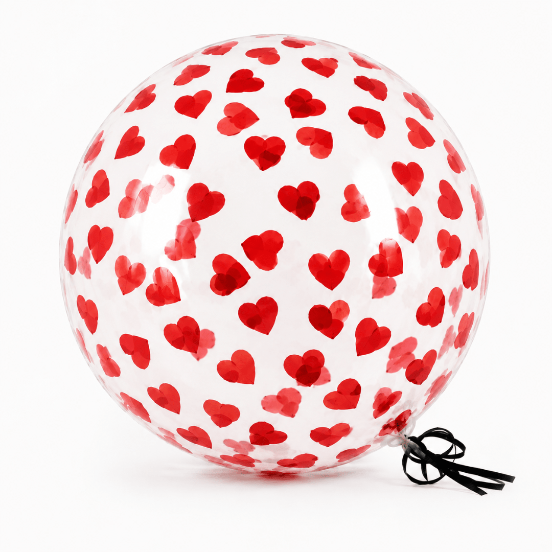 Bubble Ballon Transparent Konfetti Herz 46 cm - TwentyFourParty