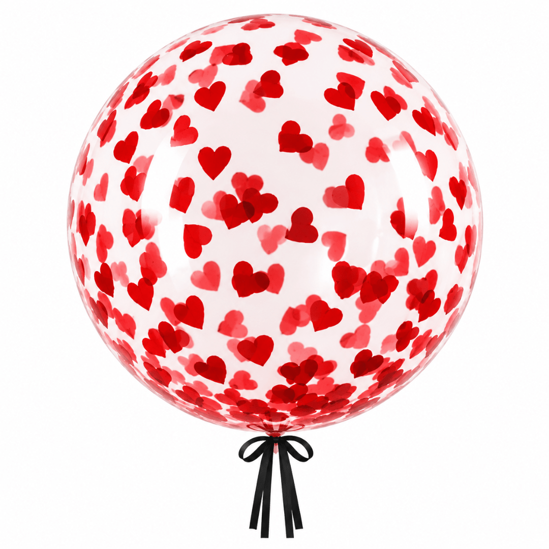 Bubble Ballon Transparent Konfetti Herz 46 cm - TwentyFourParty