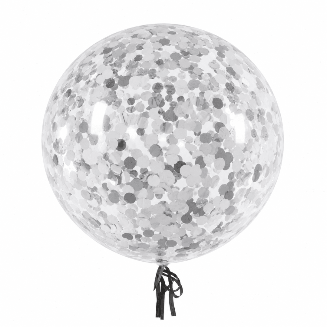Bubble Ballon Transparent Konfetti Silber 46 cm - TwentyFourParty