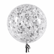 Bubble Ballon Transparent Konfetti Silber 46 cm - TwentyFourParty
