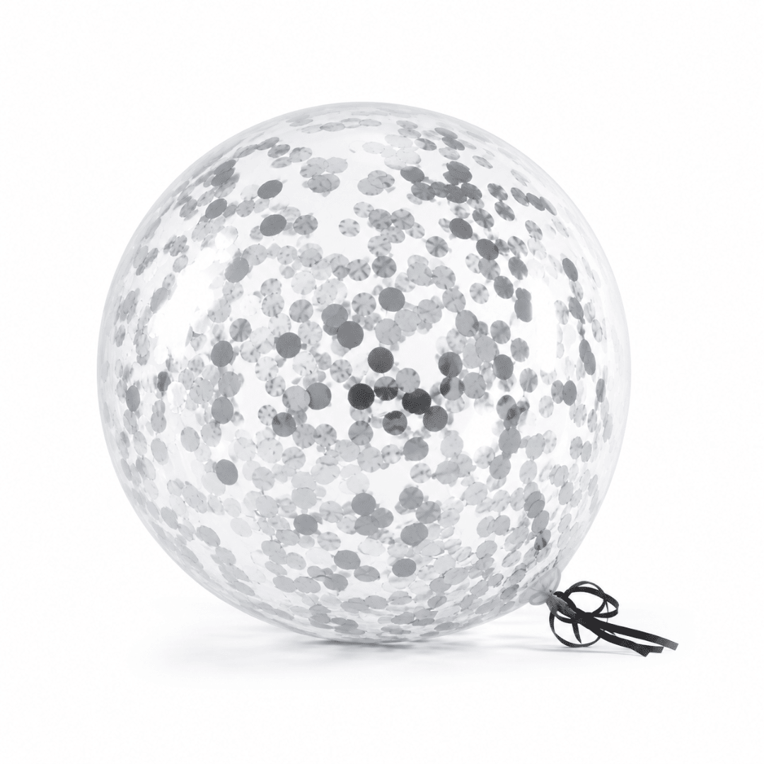Bubble Ballon Transparent Konfetti Silber 46 cm - TwentyFourParty