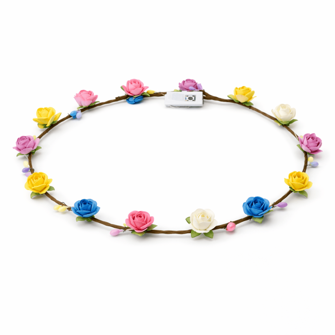 Bunter LED Blumen Haarkranz - TwentyFourParty