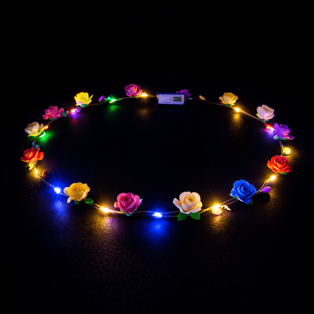 Bunter LED Blumen Haarkranz - TwentyFourParty