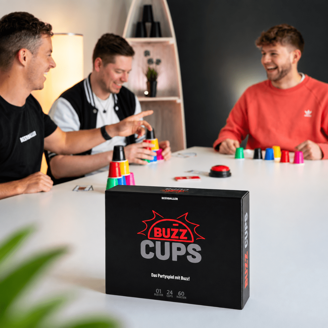 Buzz Cups Trinkspiel mit Buzzer und Shot Cups - TwentyFourParty