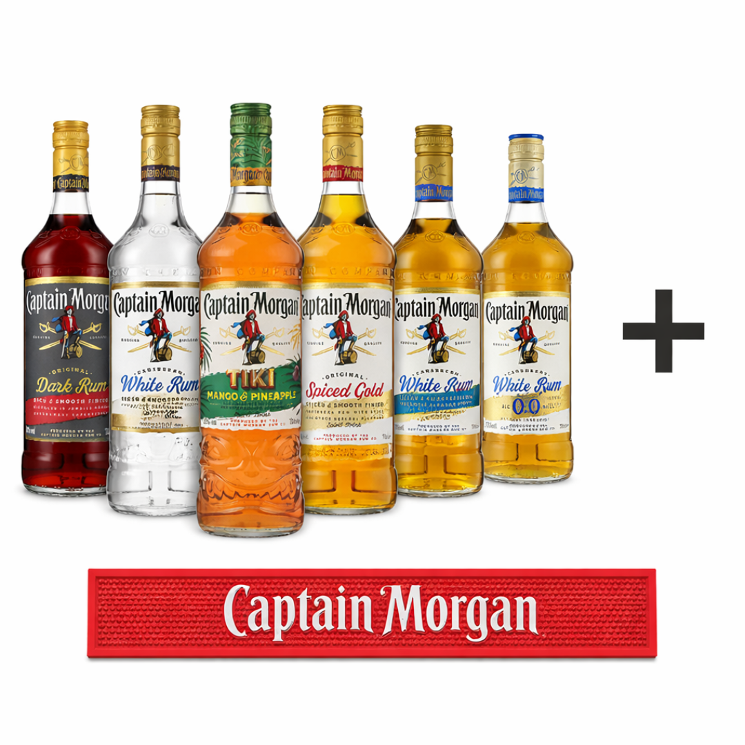 Captain Morgan Mix Bundle 5x 0,7l + GRATIS Barmatte - TwentyFourParty