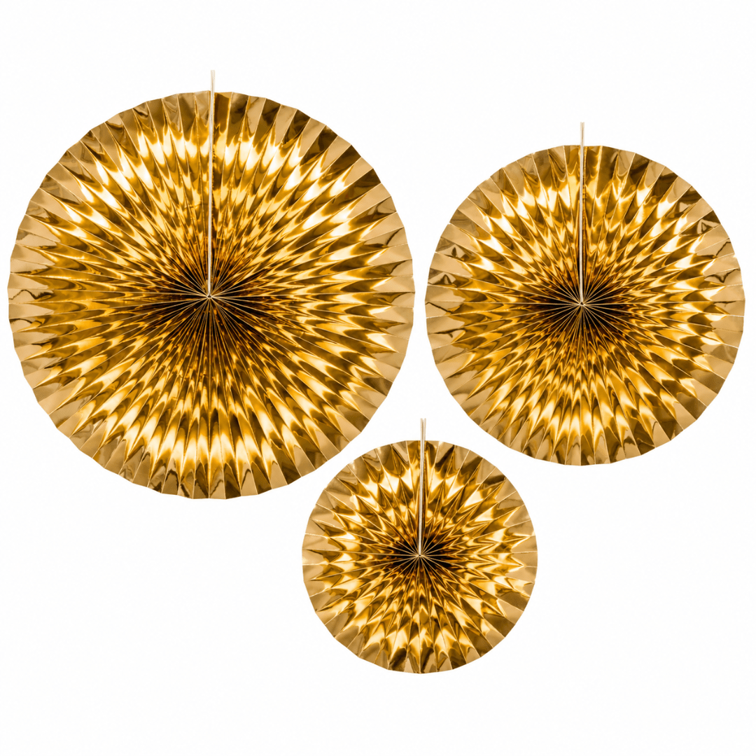 Dekofächer Metallic Gold 3 Stück - TwentyFourParty