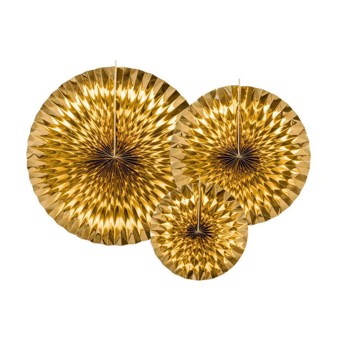 Dekofächer Metallic Gold 3 Stück - TwentyFourParty
