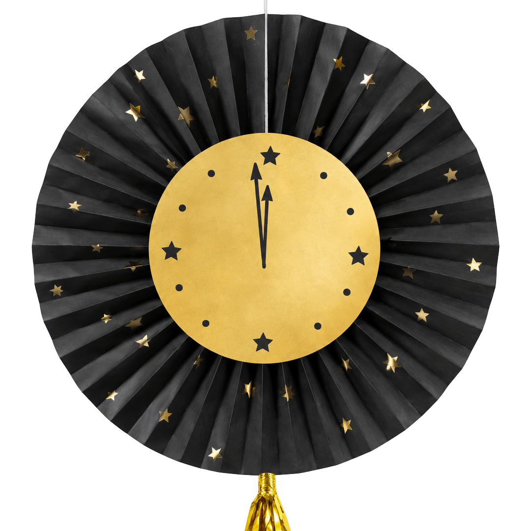 Dekofächer Silvester Schwarz Gold 3 Stück - TwentyFourParty