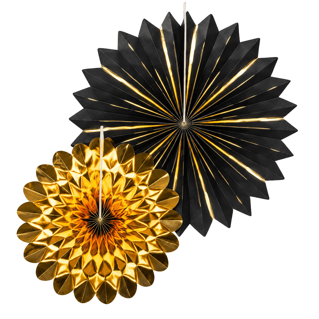 Dekofächer Silvester Schwarz Gold 3 Stück - TwentyFourParty