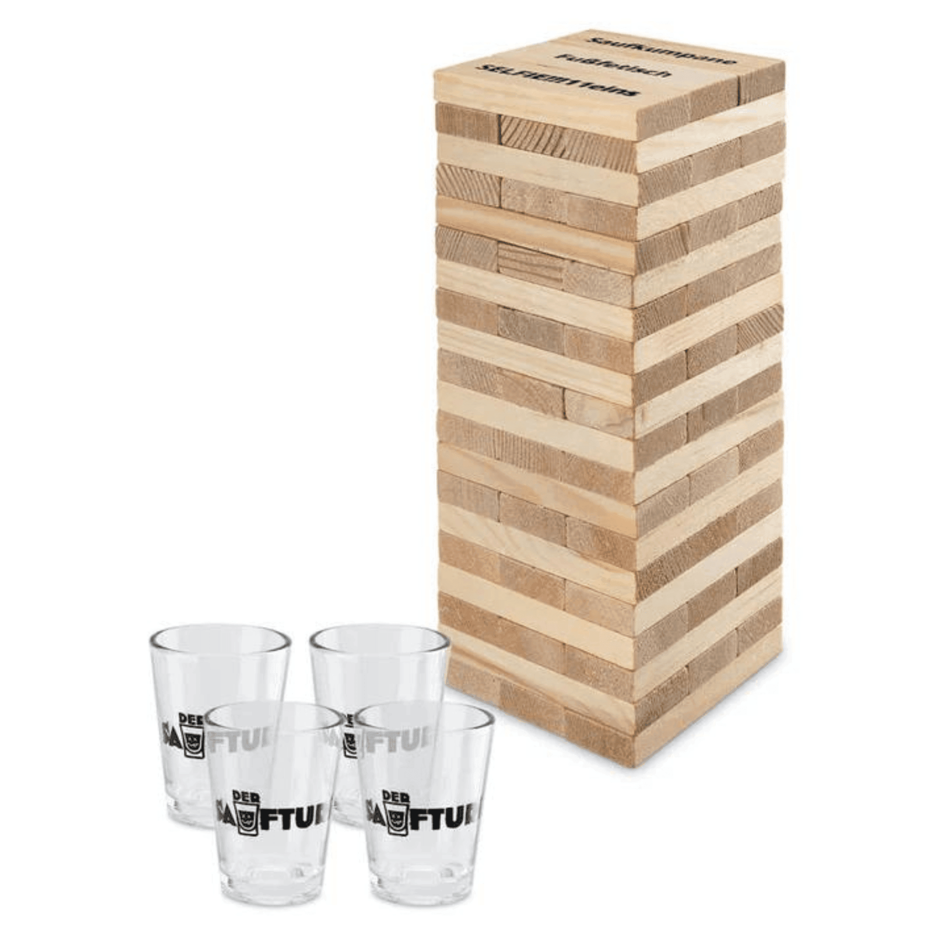 Der Saufturm - Geschicklichkeits - Partyspiel inkl. 4 Shot - Gläser - TwentyFourParty