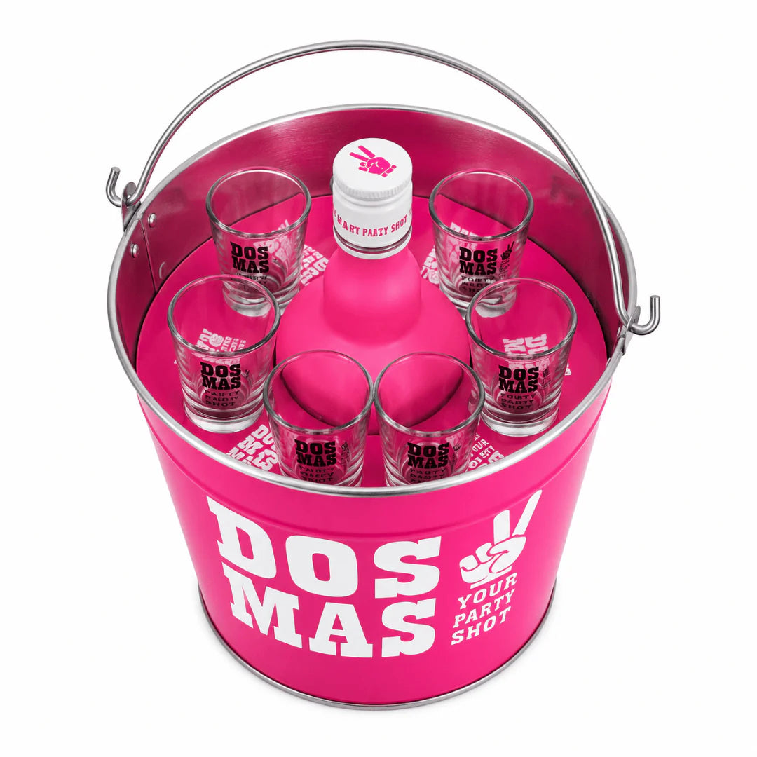 DOS MAS Pink Shot Eimer Set mit Flasche & 6 Shotgläsern