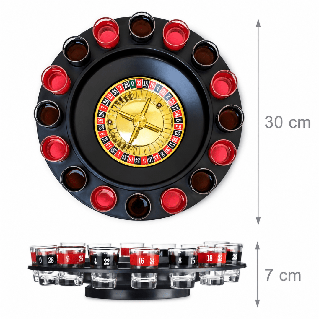 Drinking Roulette Trinkspiel mit 16 Shotgläsern - TwentyFourParty