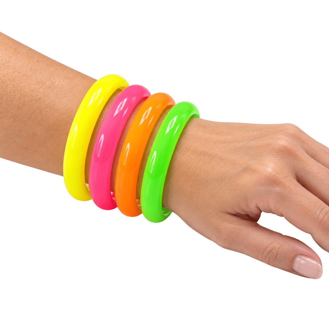 Fluoreszierende Neon Armbänder 4 Stück - TwentyFourParty