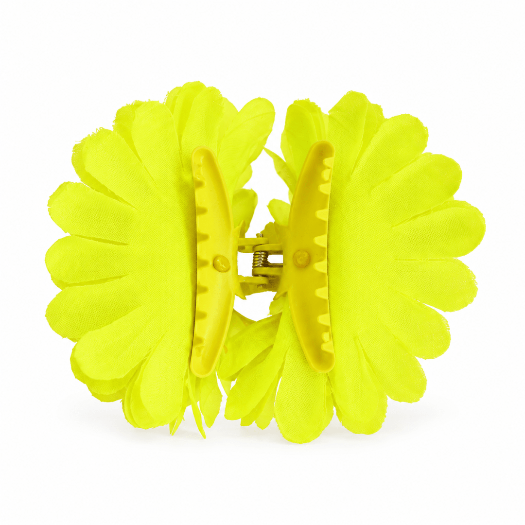 Fluoreszierende Neon Haarblume Gelb mit Clip - TwentyFourParty