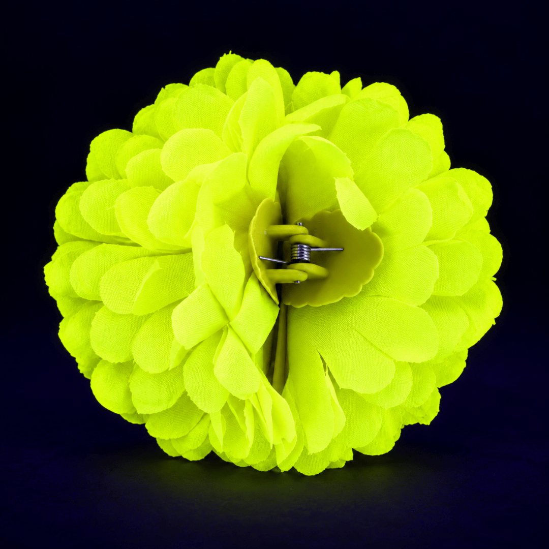 Fluoreszierende Neon Haarblume Gelb mit Clip - TwentyFourParty