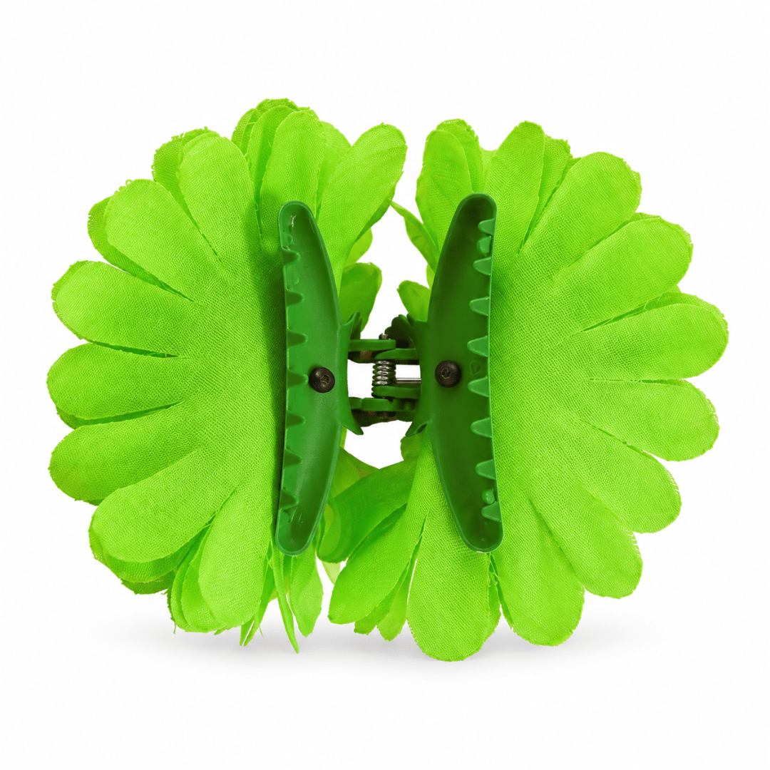 Fluoreszierende Neon Haarblume Grün mit Clip - TwentyFourParty