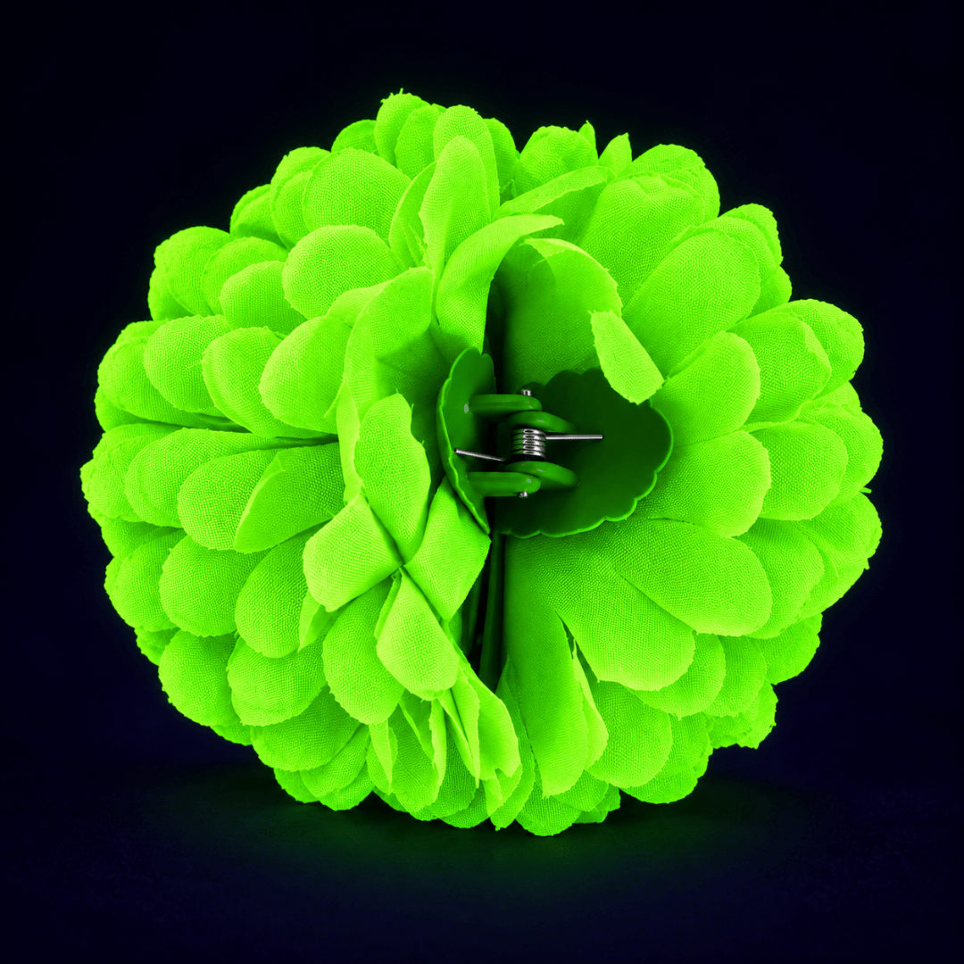 Fluoreszierende Neon Haarblume Grün mit Clip - TwentyFourParty