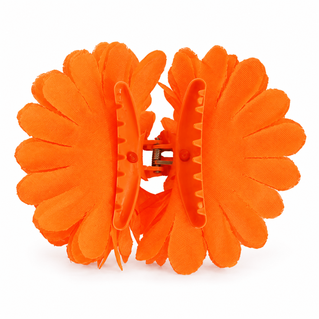 Fluoreszierende Neon Haarblume Orange mit Clip - TwentyFourParty