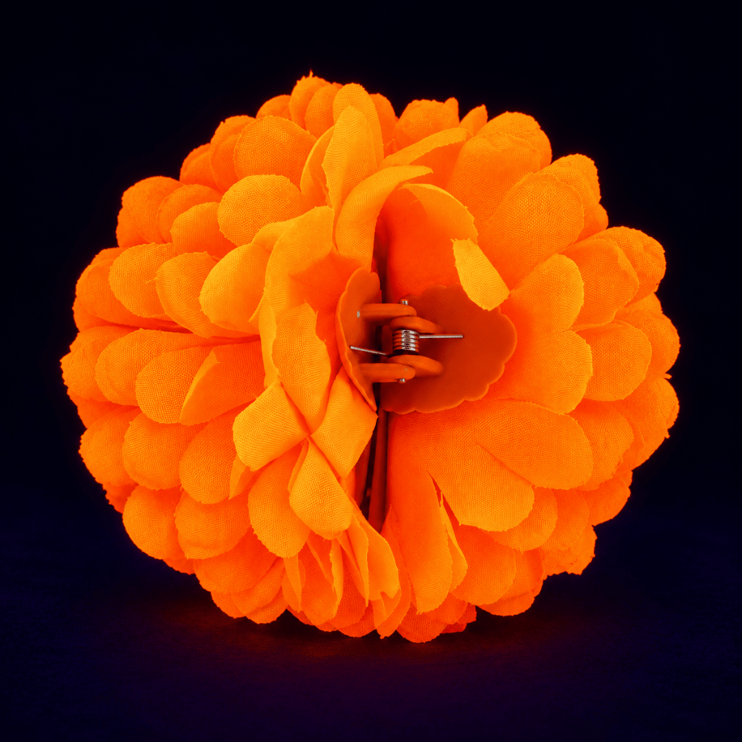 Fluoreszierende Neon Haarblume Orange mit Clip - TwentyFourParty