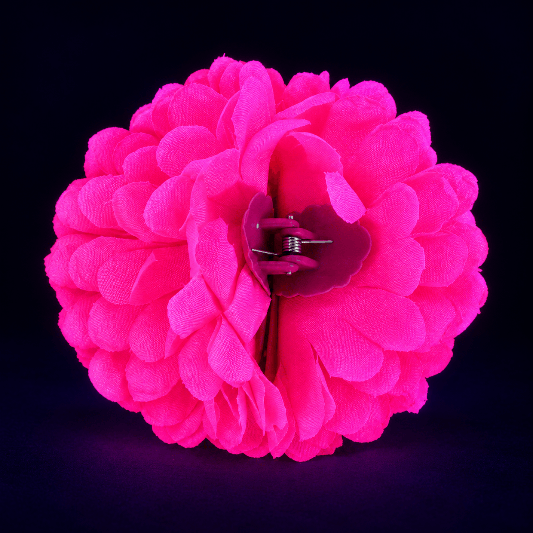 Fluoreszierende Neon Haarblume Pink mit Clip - TwentyFourParty