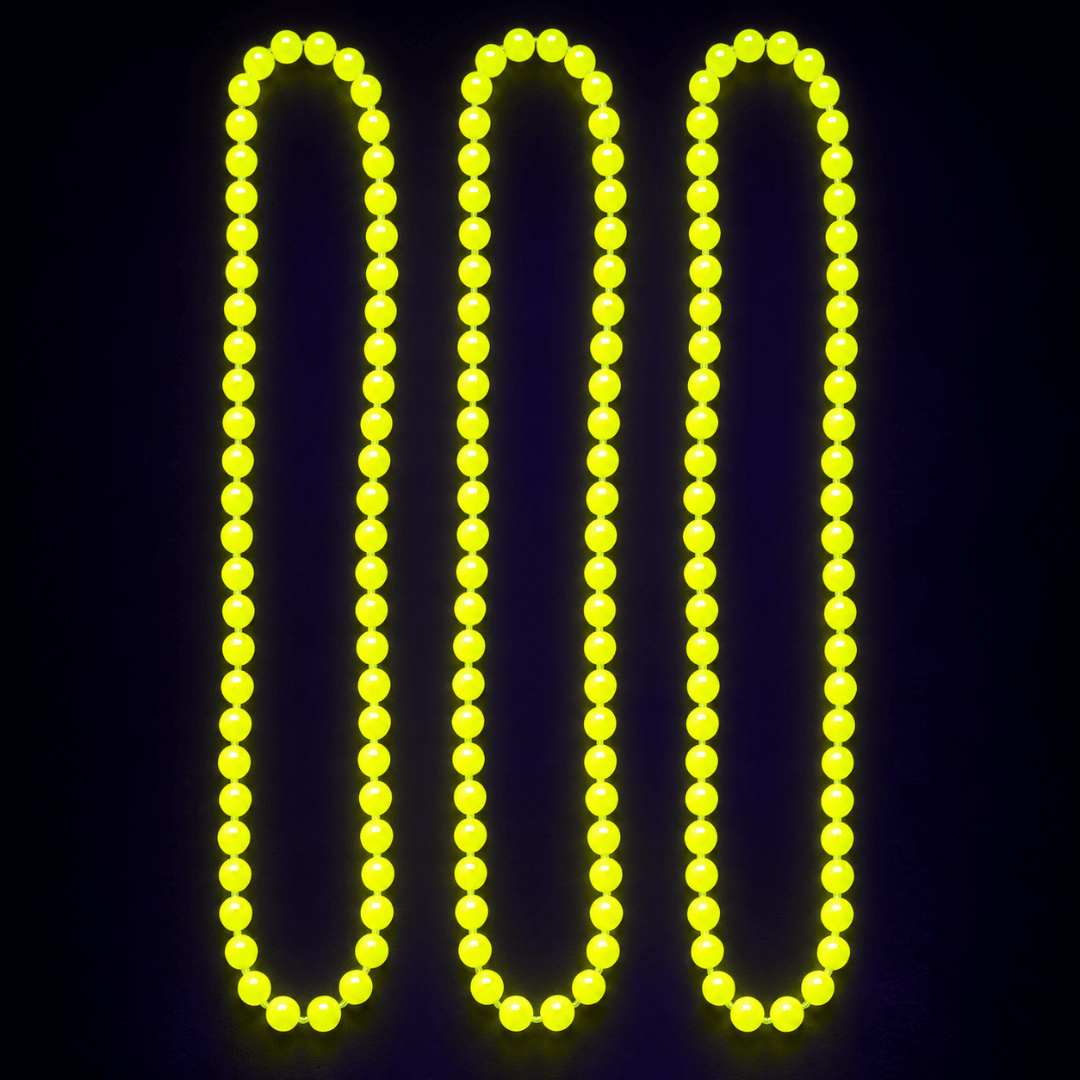 Fluoreszierende Neon Perlenketten Gelb 40 cm – 3er-Set - TwentyFourParty