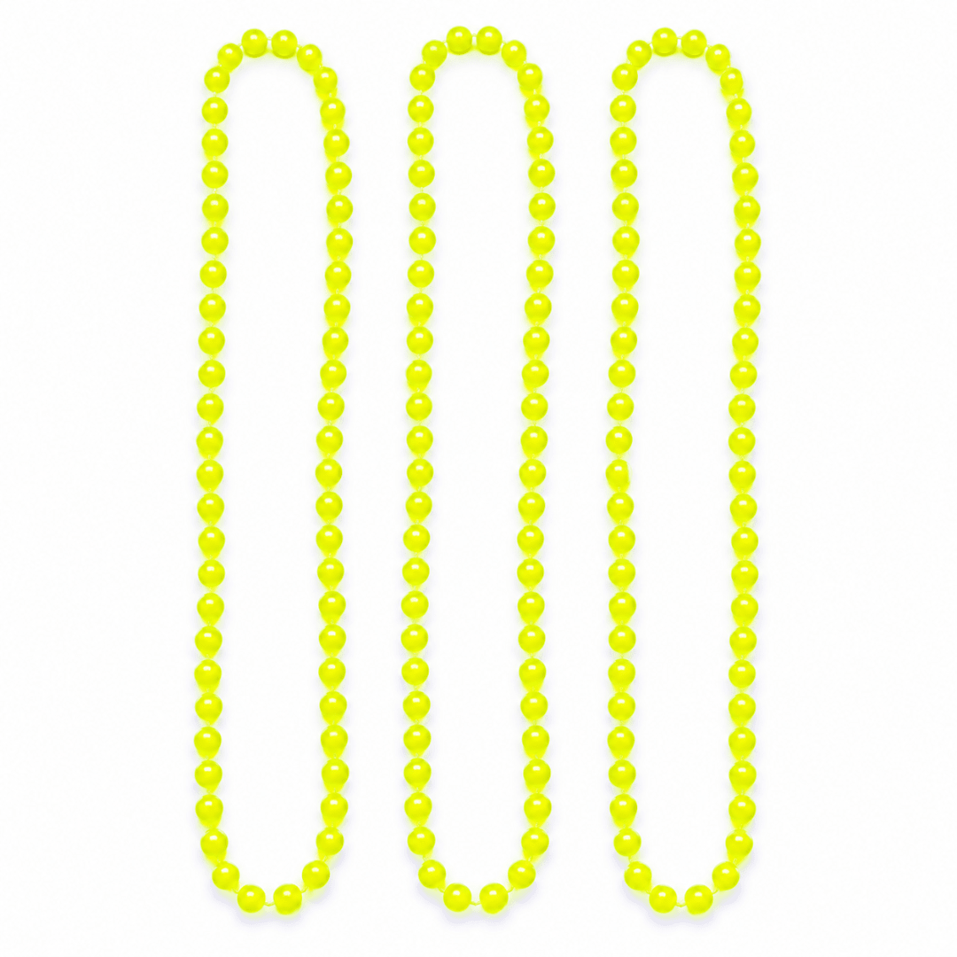 Fluoreszierende Neon Perlenketten Gelb 40 cm – 3er-Set - TwentyFourParty