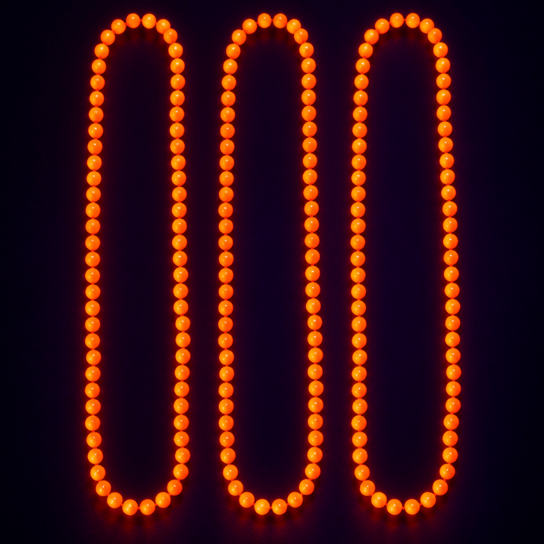 Fluoreszierende Neon Perlenketten Orange 40 cm – 3er-Set - TwentyFourParty
