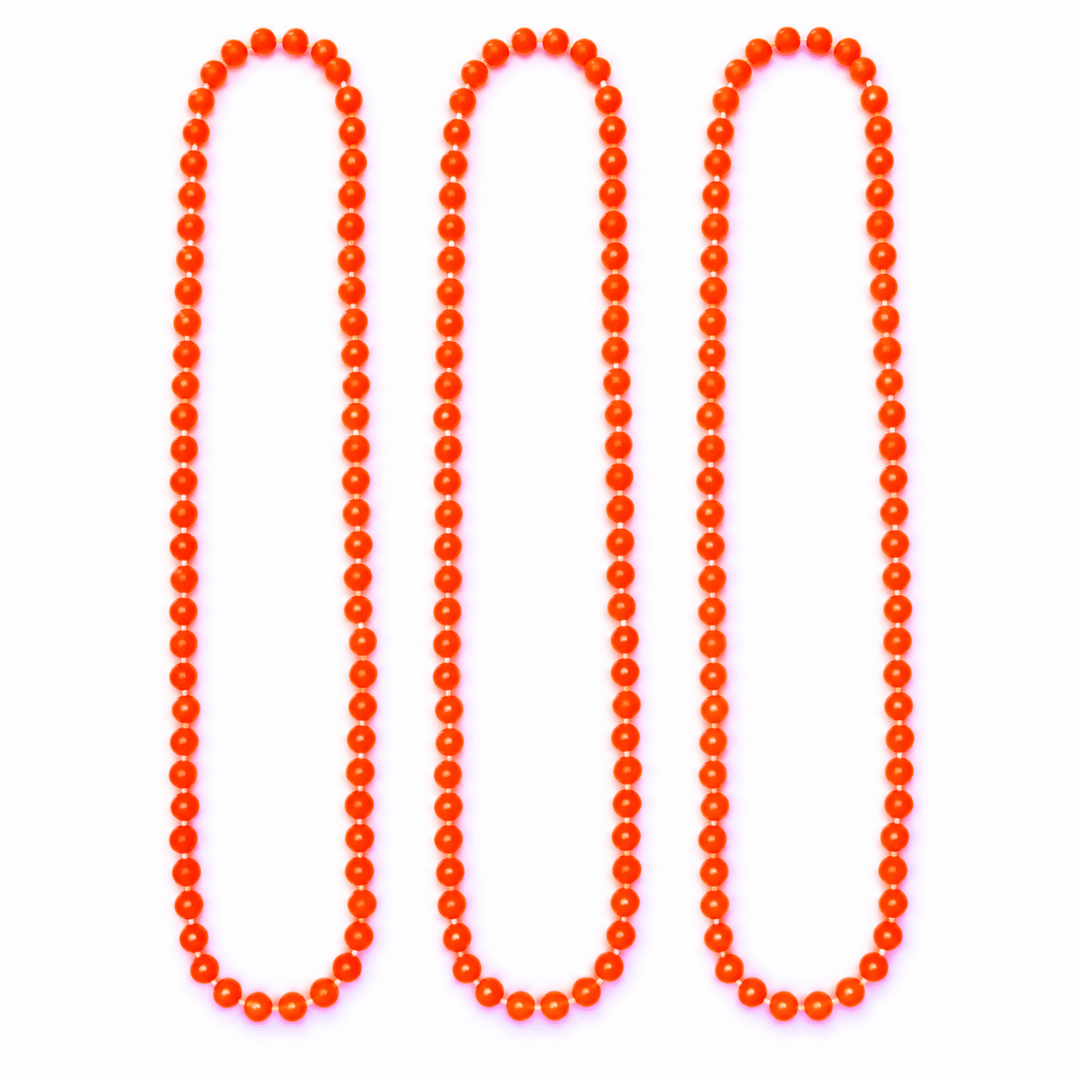 Fluoreszierende Neon Perlenketten Orange 40 cm – 3er-Set - TwentyFourParty