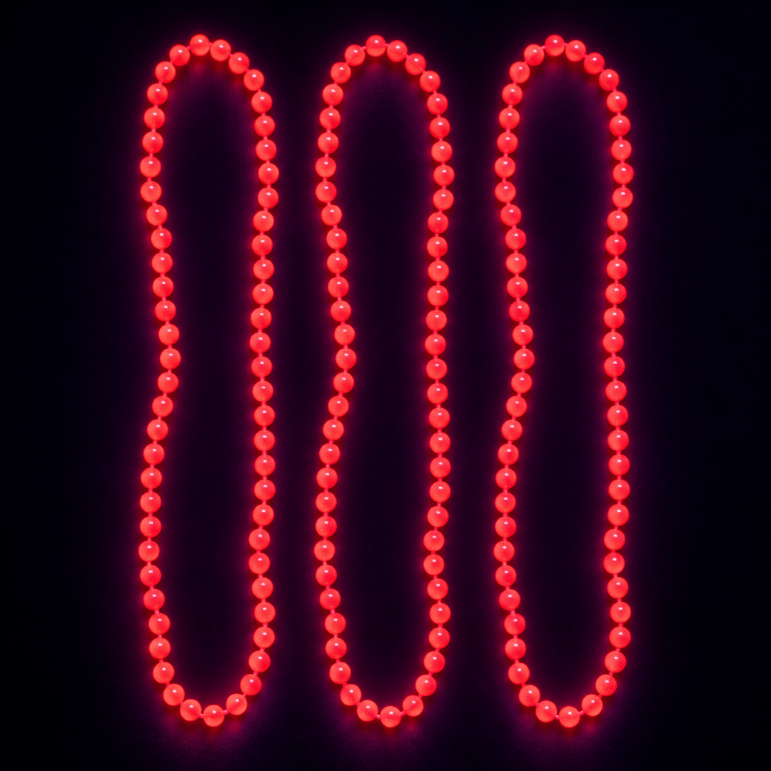 Fluoreszierende Neon Perlenketten Pink 40 cm – 3er-Set - TwentyFourParty