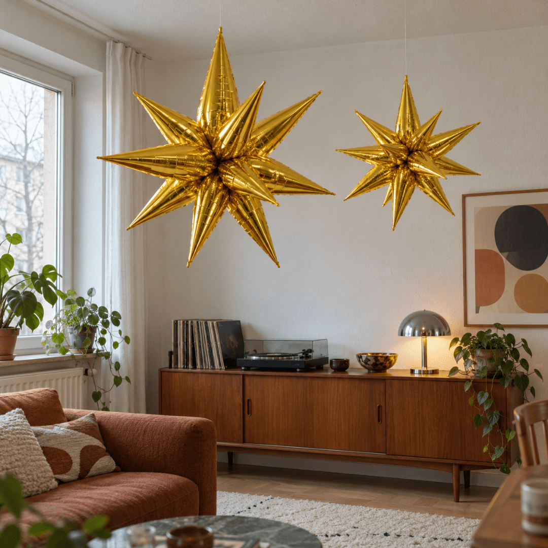 Folienballon 3D Stern Gold 70 cm - TwentyFourParty