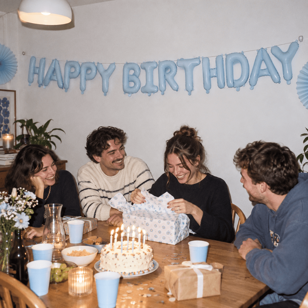 Folienballon Happy Birthday Blau 340 cm - TwentyFourParty