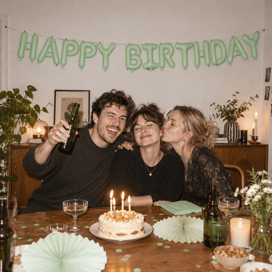 Folienballon Happy Birthday Grün 340 cm - TwentyFourParty
