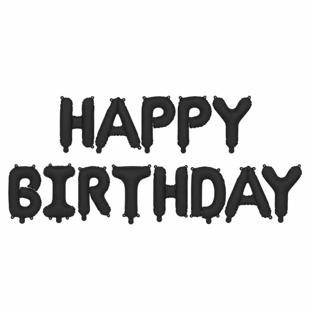 Folienballon Happy Birthday Schwarz 340 cm - TwentyFourParty