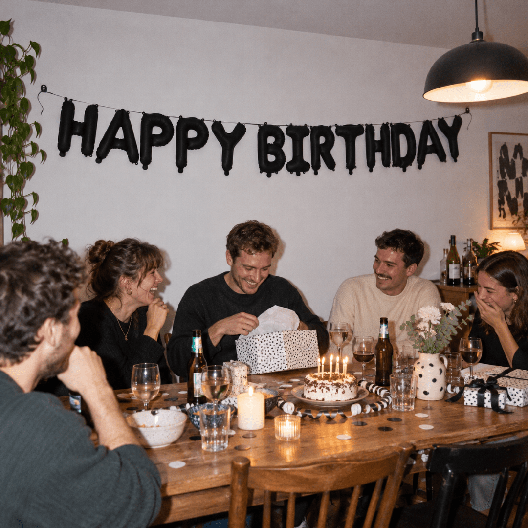 Folienballon Happy Birthday Schwarz 340 cm - TwentyFourParty