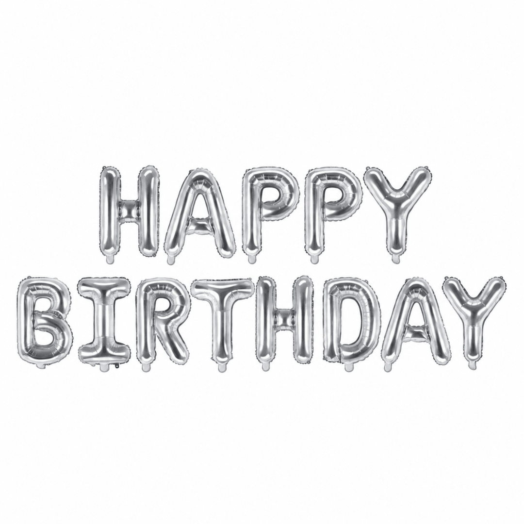 Folienballon Happy Birthday Silber 340 cm - TwentyFourParty