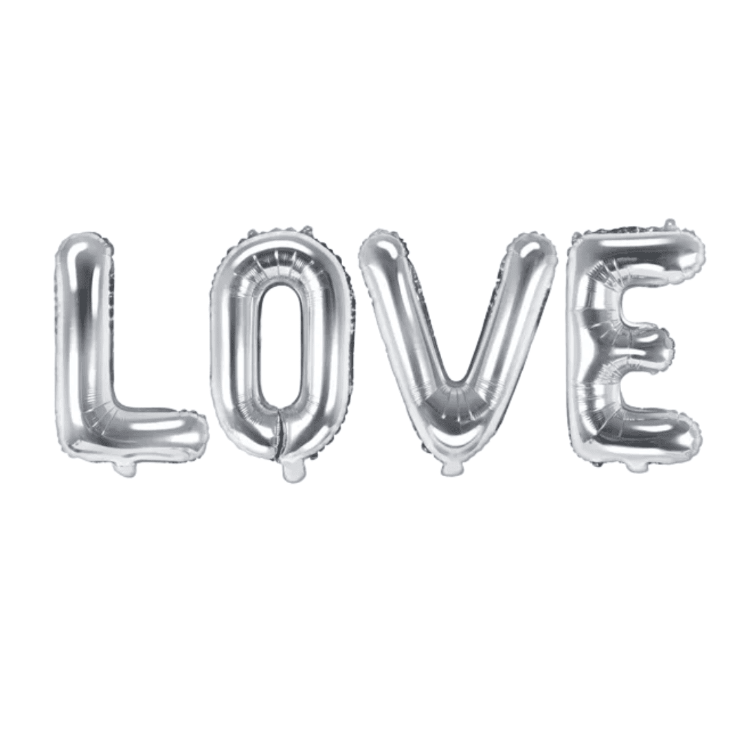 Folienballon Love 140x35cm Silber - TwentyFourParty
