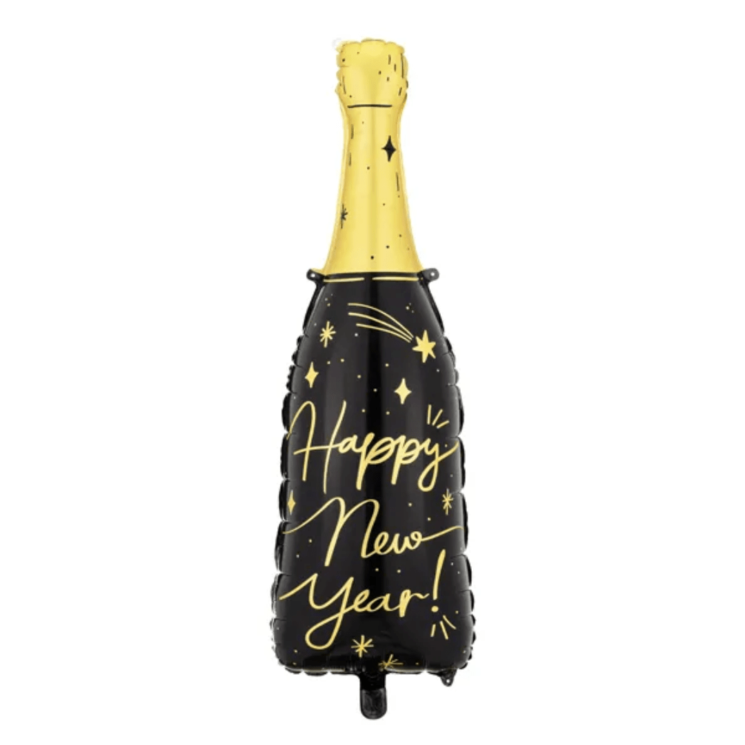 Folienballon Sektflasche Schwarz Happy New Year - TwentyFourParty