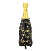 Folienballon Sektflasche Schwarz Happy New Year - TwentyFourParty