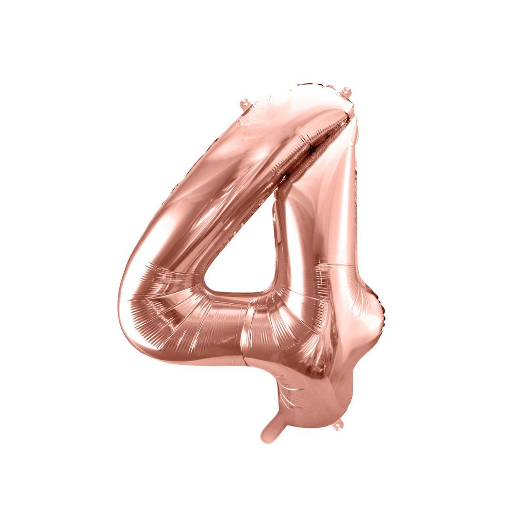Folienballon Zahl 4 Roségold Metallic