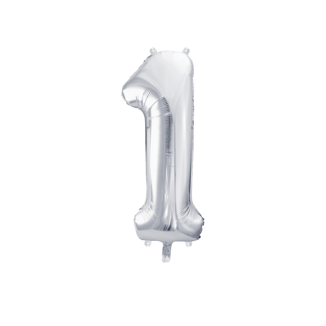 Folienballon Zahl 1 Silber Metallic