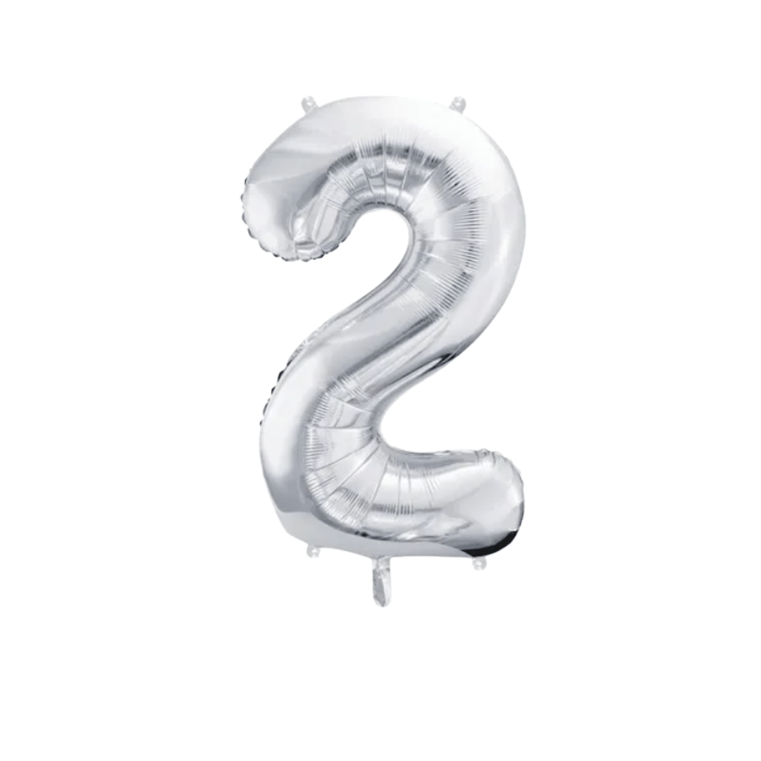 Folienballon Zahl 2 Silber Metallic