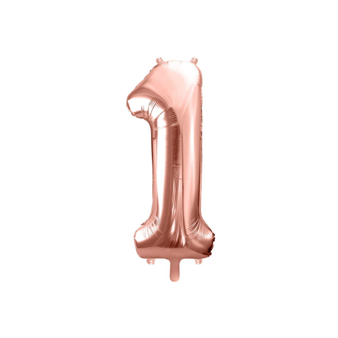 Folienballon Zahl 1 Roségold Metallic