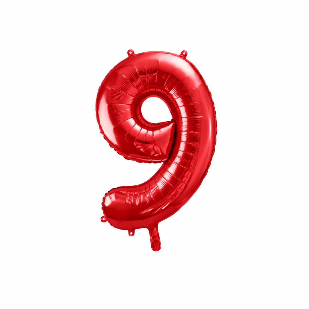 Folienballon Zahl Rot Metallic 86 cm - TwentyFourParty