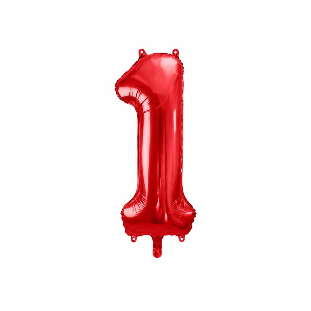 Folienballon Zahl Rot Metallic 86 cm - TwentyFourParty