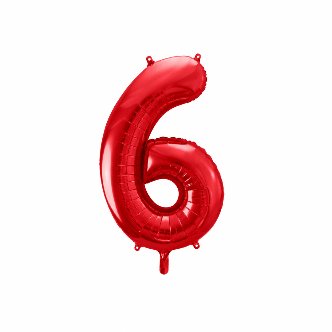 Folienballon Zahl Rot Metallic 86 cm - TwentyFourParty