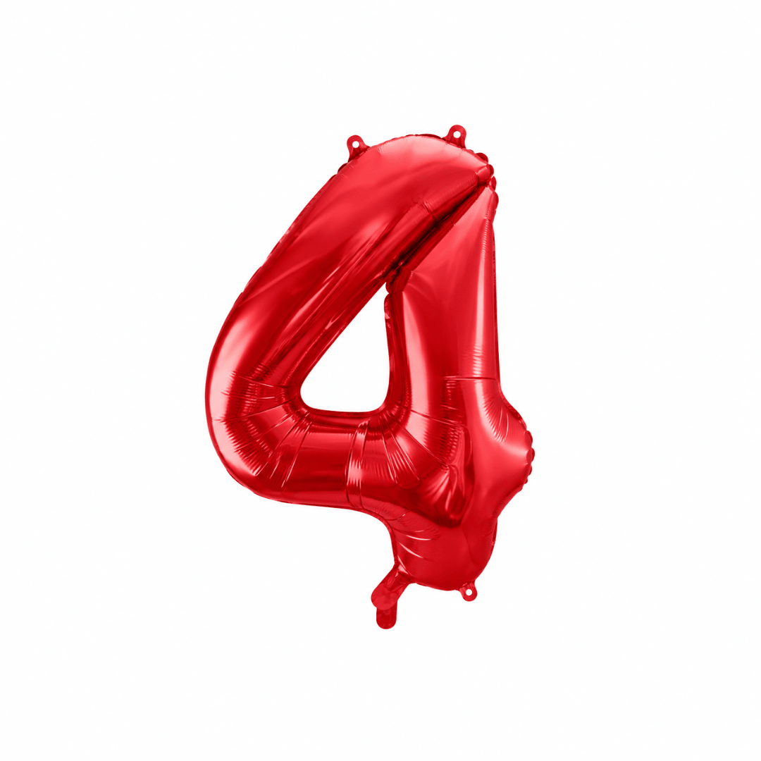 Folienballon Zahl Rot Metallic 86 cm - TwentyFourParty