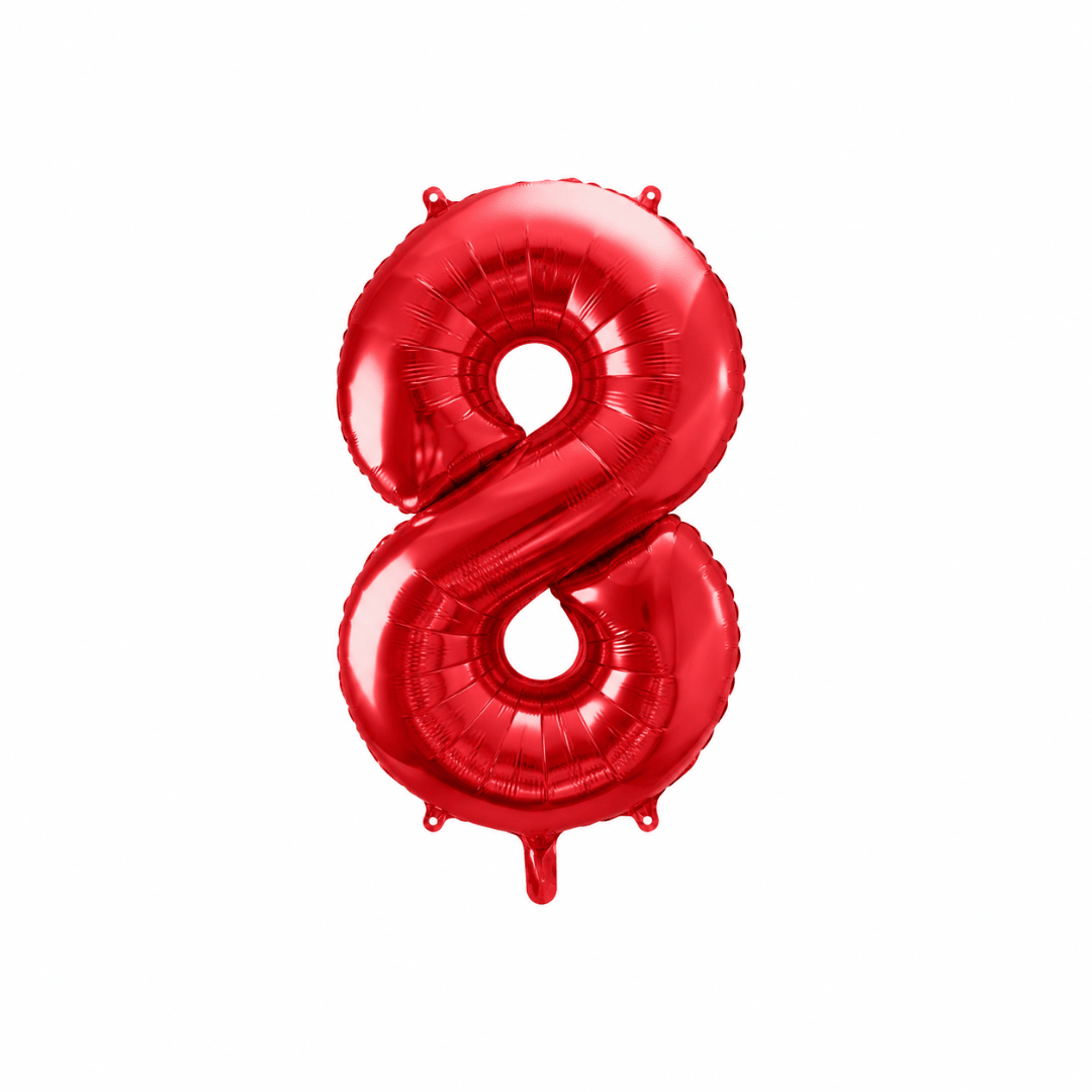 Folienballon Zahl Rot Metallic 86 cm - TwentyFourParty